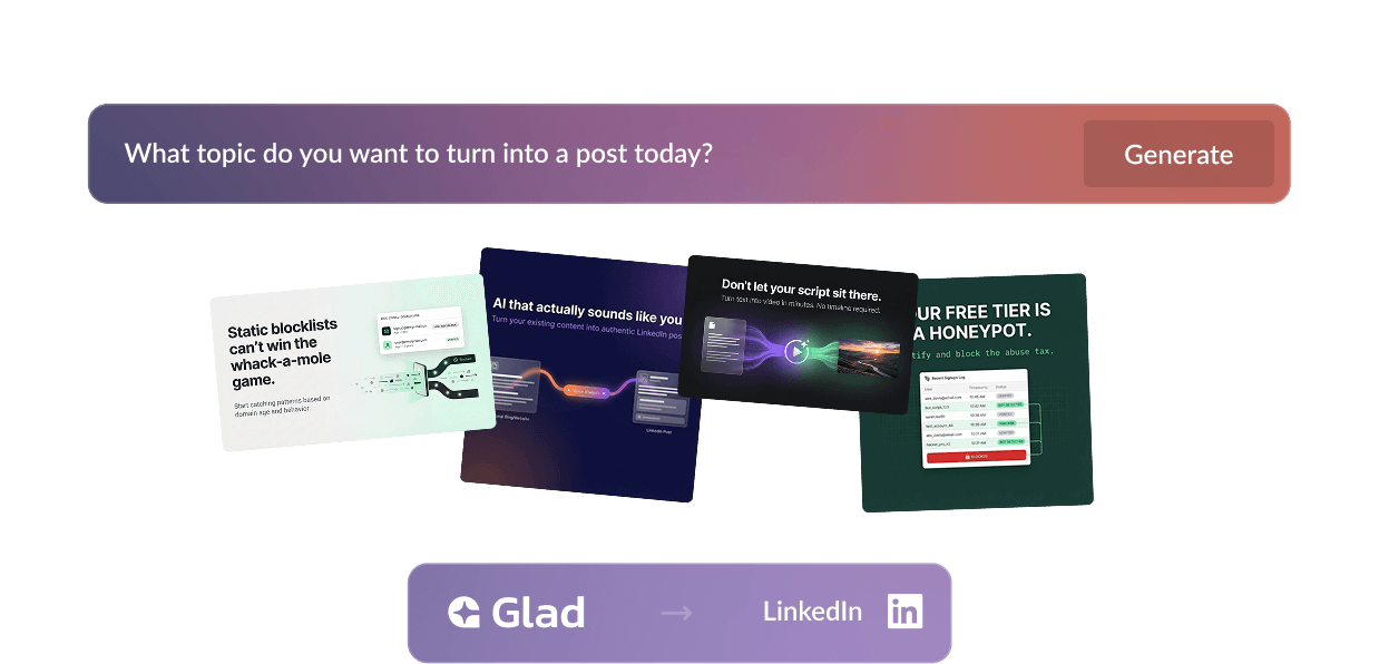 Glad AI generating a LinkedIn post